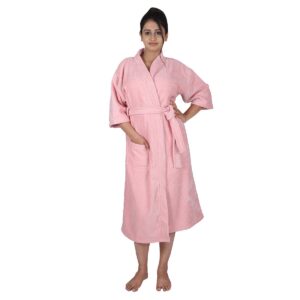 Aspire 100% Cotton Terry Velour Bathrobe for Women - Solid Color - Comfortia