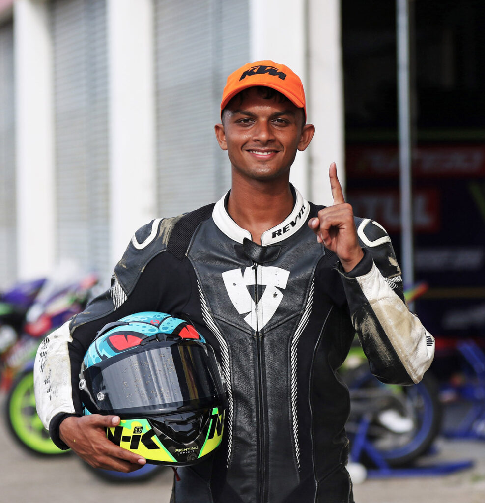 Thiruvallur's Mohamed Mikhail, who secured pole position in the Stock 301-400cc (Novice) category (Aug 01)